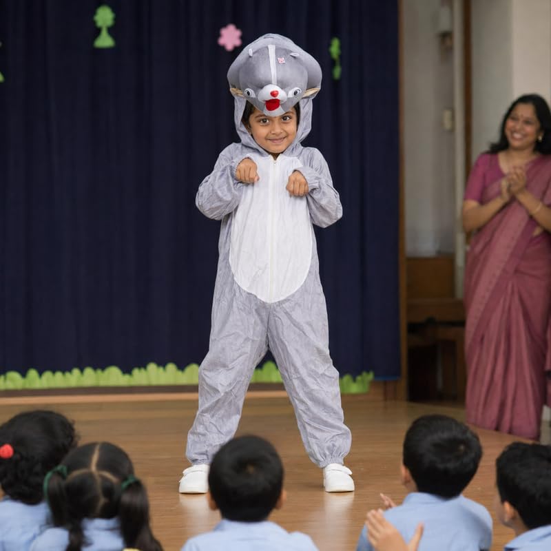 Image of Animal Costume for Kids | Plush Fancy Dress Costume for Boys & Girls |School Fancy Dress, Annual Day, Jungle Theme, Role Play, Halloween & Birthday Party