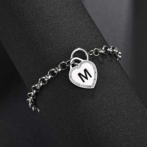 Image of CaleesLLC Letter A to Z Initial Charm Bracelet Adjustable Stainless Steel Anklet Personalized Wrist Link for Women
