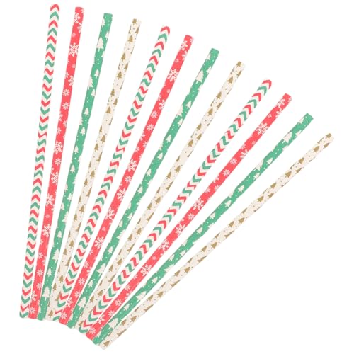 Pitillos de papel biodegradables navideños 200 unidades