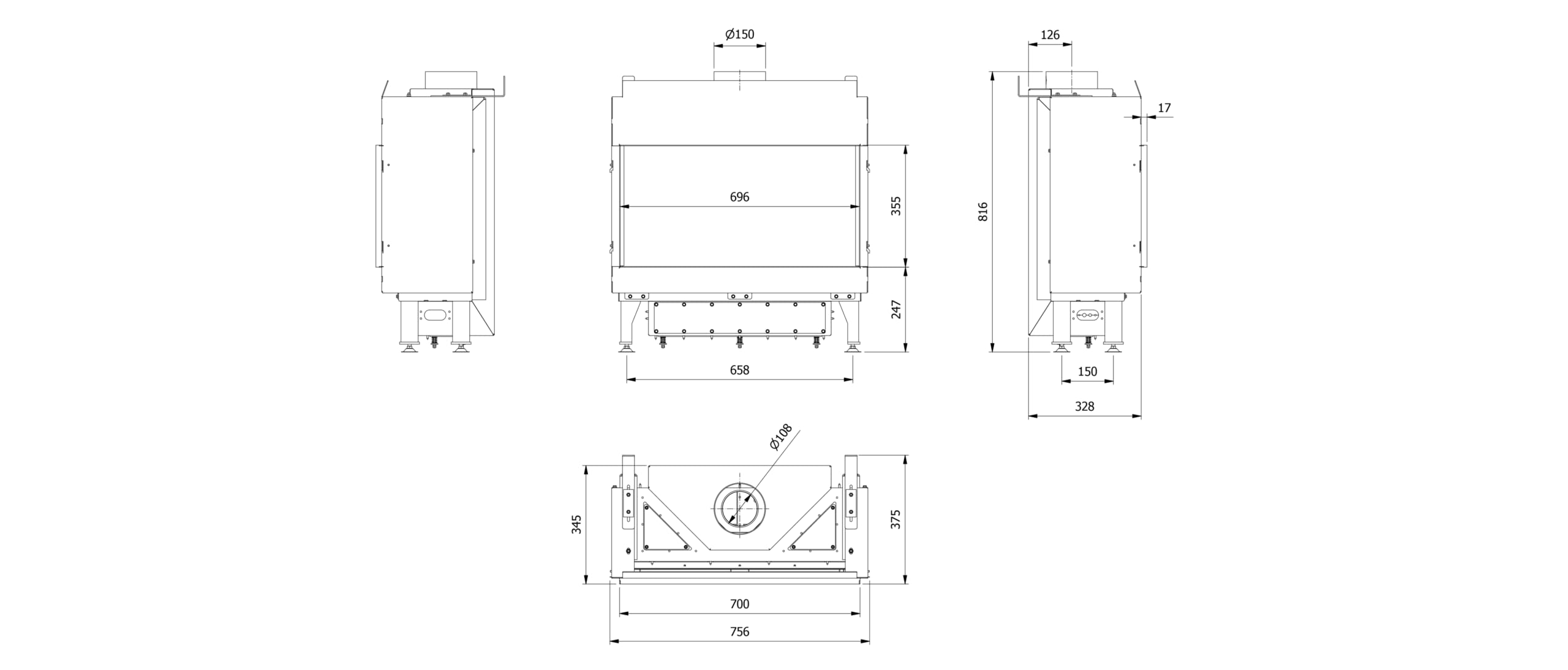 KRATKI Camino a gas LEO 6,8 kW frontale A diametro 100/150 propano 4,8 kW | Gas, efficienza 92,1%, classe A. Kratki PRO; per recupero calore.; combustione efficiente; basse emissioni; inserto per