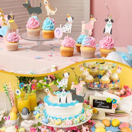 Colorich 36 Stück Hunde muffin deko, Hundegeburtstag Cupcake Topper, Tortendeko Tiere für Hunde Welpen Motto Party, Kindergeburtstag, Babyparty, Partyzubehör