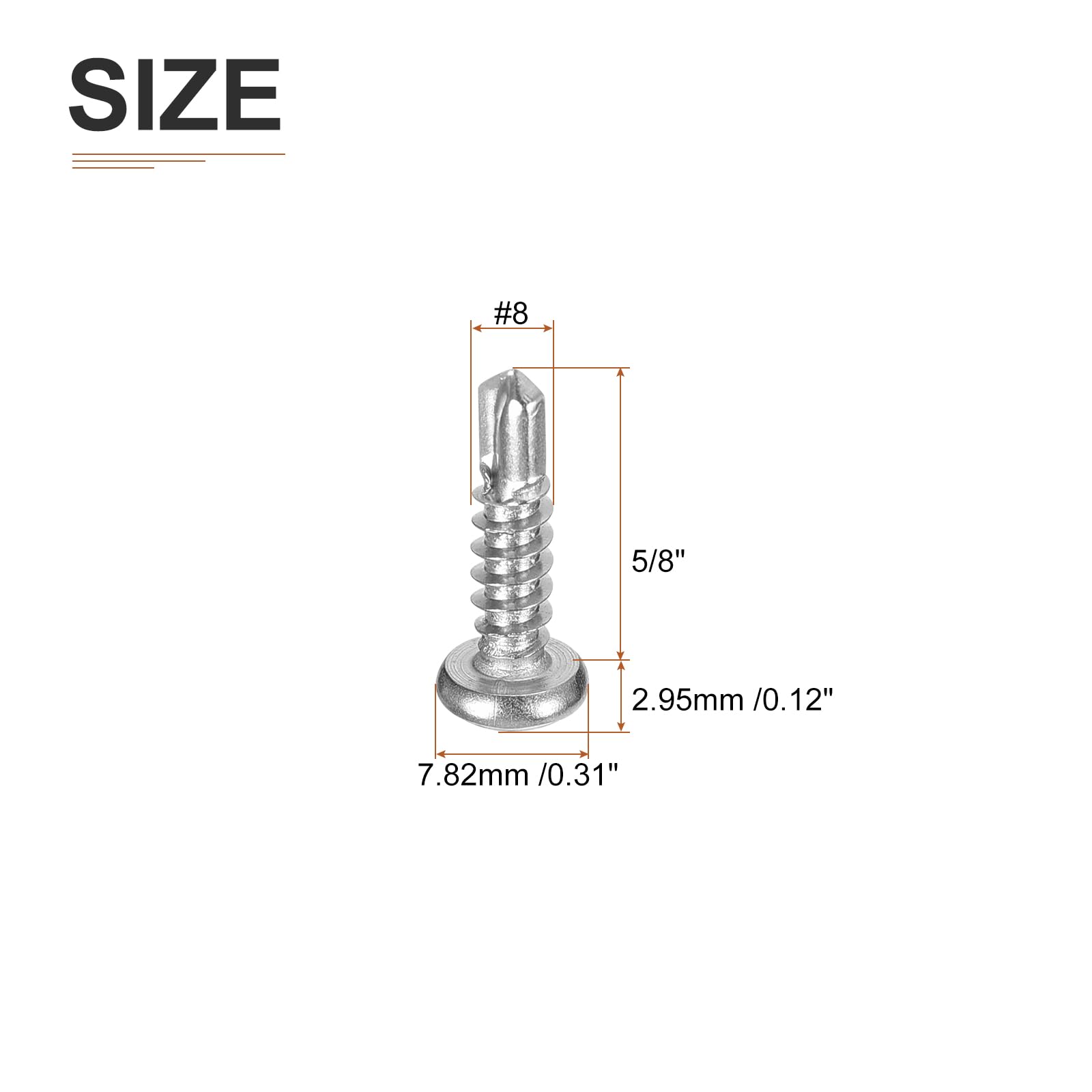 DTGN #6x5/8" Pan Head Self Drilling Screws - 100Pack - 410 Stainless Steel Phillips Drive Self Tapping Sheet Metal Screws - Image 2