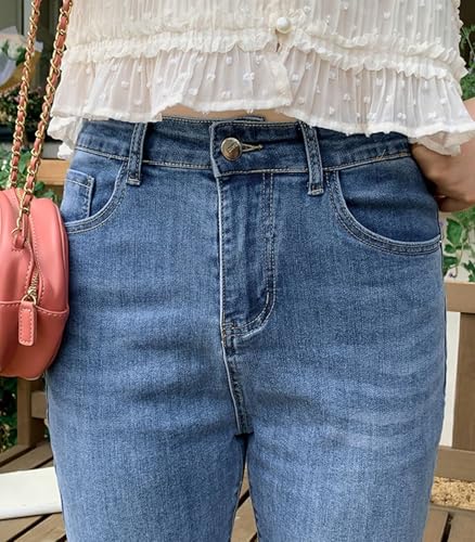 FTIMILD Womens Fashion Forward Ripped & Distressed Denim Jeans Stretch Tassel Fringe Cropped Denim Pants with Frayed Hem4