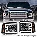 PIT66 LED DRL Headlight Assembly Compatible with Ford F250 F350 F450 F550 Super Duty 2005 2006 2007/Fit for Excursion 2005 6C3Z13008DB Headlamp Front Light Clear lens Black Housing Amber Reflector
