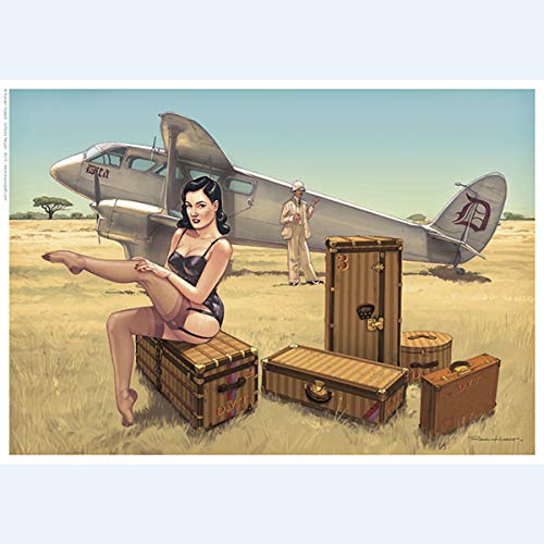 Affiche HUGAULT Pin Up Dita Von Teese signé dessin vintage format 21x29,7cm A4