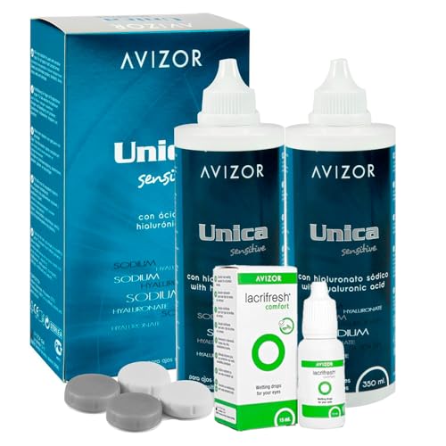 Solución Única Sensitive 2x350ml + Lágrimas Artificiales Comfort 15ml para Lentillas y Ojos Secos