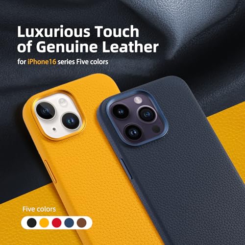 Coque en cuir véritable iPhone 16 Pro Max avec intérieur souple protecteur