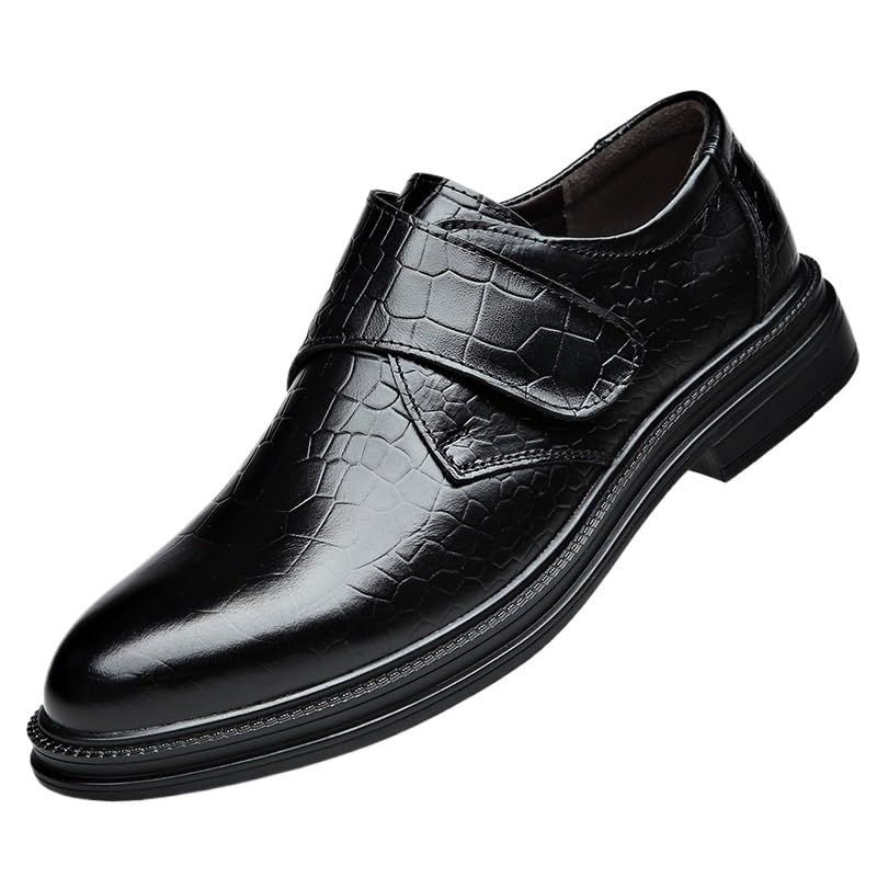 Formal Shoes Dress Oxford for Men Wedding Casual Block Heel Uniform Slip On Faux Leather Breathable