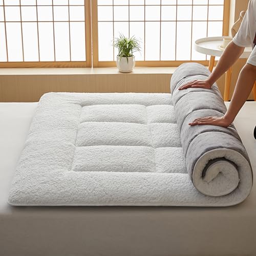 Colchón Tatami Plegable 80X190,90X190,140X190,160X190cm Colchón de Suelo Futón Japonés Tradicional Enrollable Colchón De Suelo De Futón Suave Colchones De Suelo para Dormitorio En Casa(100x200cm,White