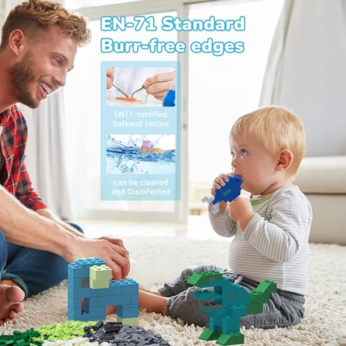 HIUME 1000 Teile Klemmbausteine Box mit 2 Bauplatten (32x32), Klassische Bausteine Kompatibel Spielzeug Geschenk Jungen Mädchen ab 4 5 6+ (… – Ansicht 5