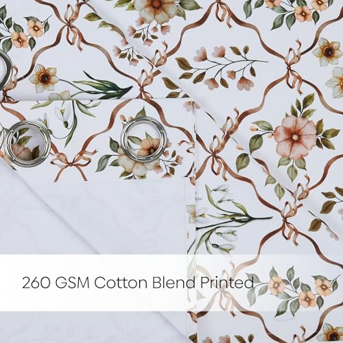 Image of haus & kinder Digital Printed Cotton Door Curtain 7 Feet Long Pack of 2 Door Curtains, 7 Feet Curtain for Door (Petal Lettice, Multicolor 130x213 CM)