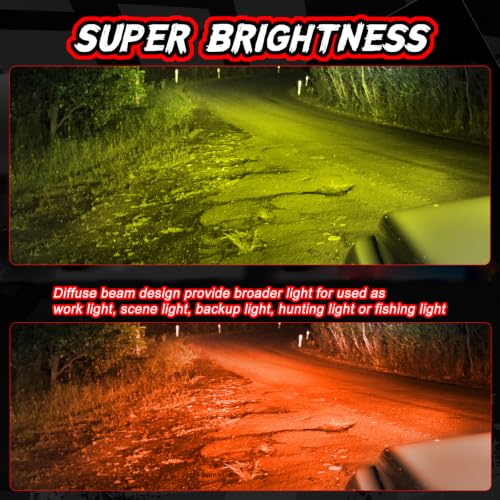 Image of 3 Inch LED Pod Lights Red Yellow Rear Fog LED Light Bar | Waterproof Auxiliary LED Cube Light Hunting Fishing Emergency Signal Work Lights for Truck UTV Pickup Motorcycle Boat