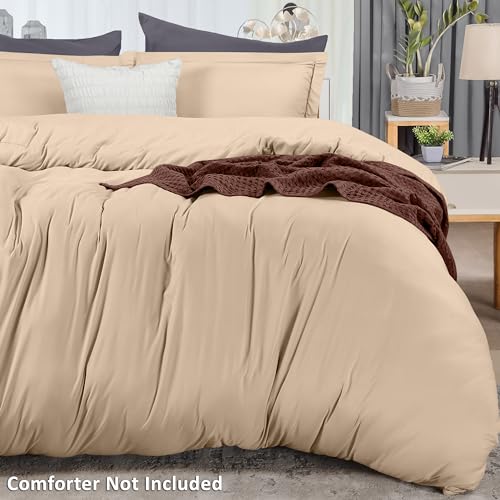 Utopia Bedding Duvet Cover King Size - 3 Piece with Zipper Closure - 1 Comforter Cover 104X90 Inches & 2 Pillow Shams 20X36 Inches (Beige) Comforter Not Included