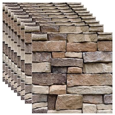 Veczom 10PCS 3D Wall Panels Peel and Stick, 3D Brick Wallpaper Peel and Stick PVC Stone Wall Panels Self-Adhesive Waterproof Wallpaper for Living Room,Interior Lobby Bedroom Hotel Office Decor