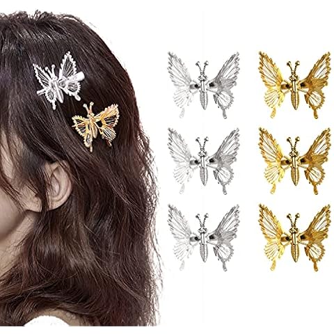 Kavya 6 Stück Haarspangen Damen Schmetterling Haarklammern Vintage Haarclips Metall Haarspangen Kopfschmuck Cover