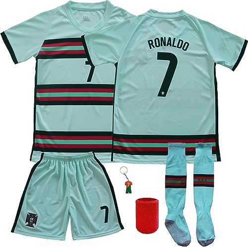 MARETOO Away #7 Ronaldo Kids Soccer Jersey & Shorts Set Youth Sizes (Away,26)