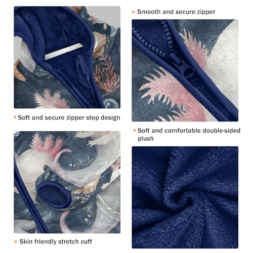 Axolotl Underwater Scene Toddler Fleece Jacket Girl Boys Hooded Fleece Jacket Coat Warm Outwear Zip-up 3-10T3