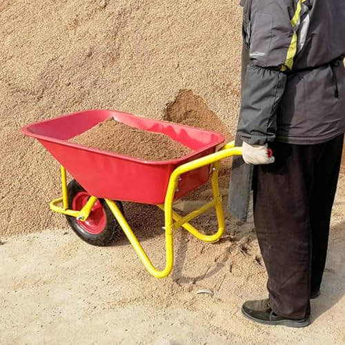 Carretilla metálica para jardín resistente con rueda inflable, ergonómica para césped, patio y agricultura miniatura 6