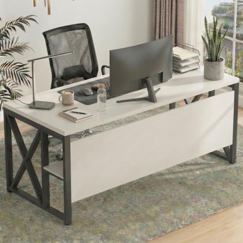 Image of TEKAVO Burako Executive Workstation Table for Home & Office | Office Table for Office Work | 160 cm Long Table and 70 cm Depth with Bottom Storage Shelf - DIY