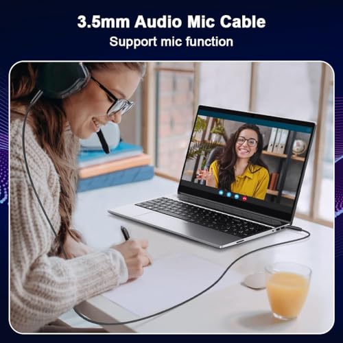 Image of Verilux 4-Pole 3.5mm Male to 3.5mm Male Aux Cable 9.8FT, Aux Cable for Speakers with Hi-Fi Sound Nylon Braided, Stereo Audio Cable Gold-Plated Aux for Car, Home, Studio, iPhone, Android