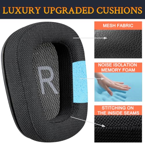Image of SOULWIT Full Mesh Earpads for Logitech G935 /G933 /G930 /G432 /G35 - Black | for G35 /G930 /G933 /G935 /G633 /G635 /G533 /G430 /G431 /G432 /G433 /G332 /G230 /G231 /G233 Headphones