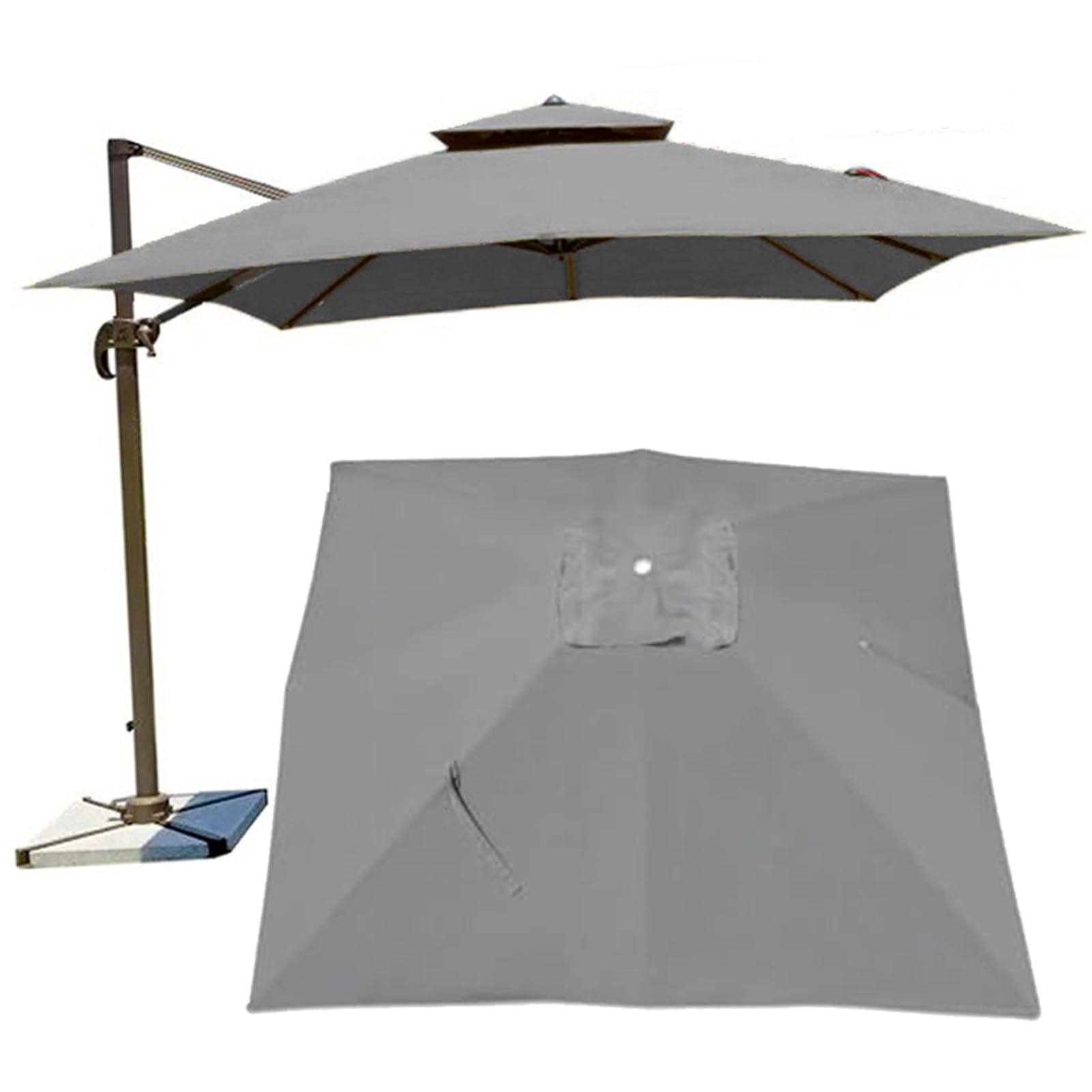 Blgvgklpnt Grey Square Patio Umbrella Canopy Replacement For Hanging Offset Cantilever Outdoor Umbrella 8 Ribs 3X3m-2.5X2.5m Backyard Garden Beach Yard Table Cover(Canopy Only) (,2.45×2.45M(8.2Ft×8.2))