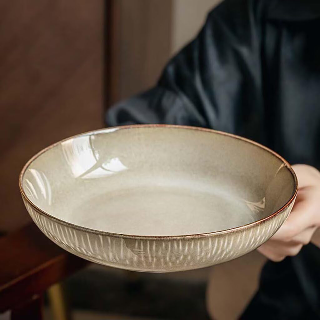 8-calowy głęboki talerz do serwowania Ceic Retro - okrągły design, pojemność 880 ml, waga 610 g - idealny na kolację, sałatkę, makaron i spotkania rodzinne