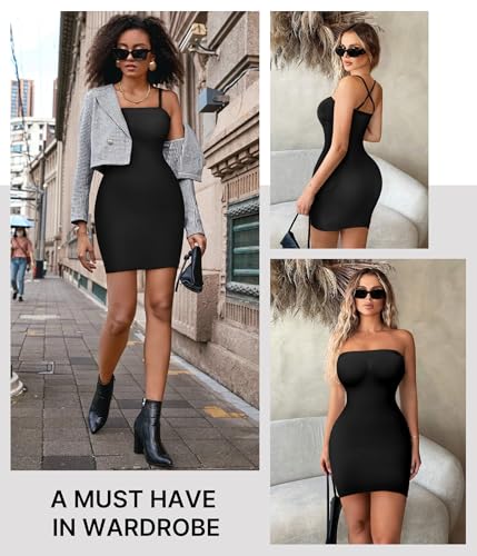 Image of Nebility Strapless Shapewear Slip for Women Tummy Control Body Shaper Under Dress Seamless Lingerie with Removable Straps