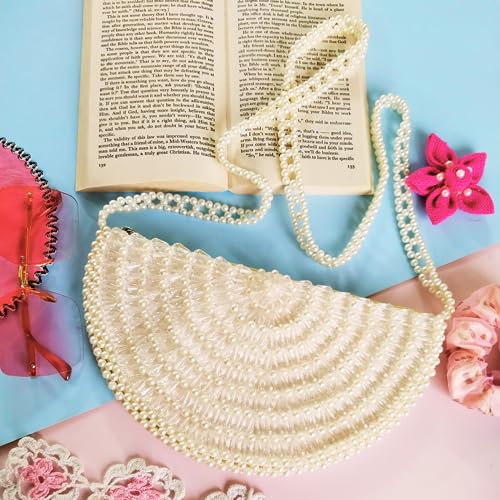 Tipsy Closet Vintage Elegant Hand-Crafted Pearl Beaded Stylish Bridal Purses Evening Clutch Bag For Women's & Girls (White) (Pack of 1) - Image 4