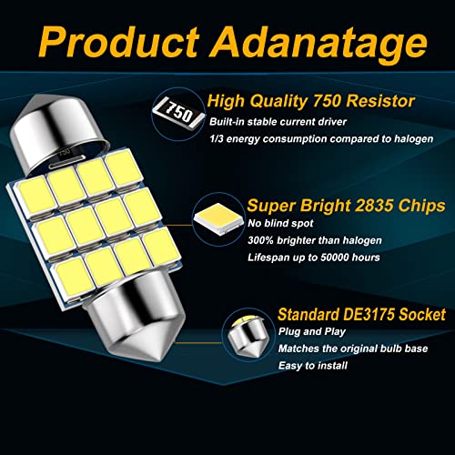 Lámpara LED para auto DE3175, 31mm, 6 unidades miniatura 5