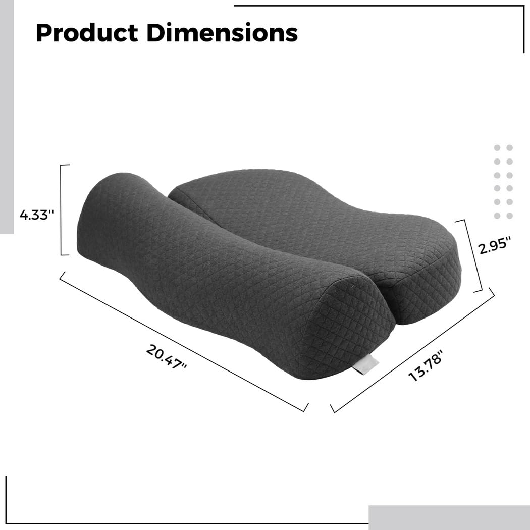Oreiller Cervical 2 en 1 réglable, Inserts Amovibles, Mousse à mémoire de Forme, Coussin Cervical Extensible avec Appui tête, Coussin de Confort pour Le Cou, la tête et Le Dos