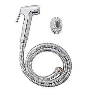 SBD Safari ABS Plastic Health Faucet Gun with Flexible Stainless Steel Hose Tube and PVC Holder, Chrome Finished (Perfect for Average Water Pressure)