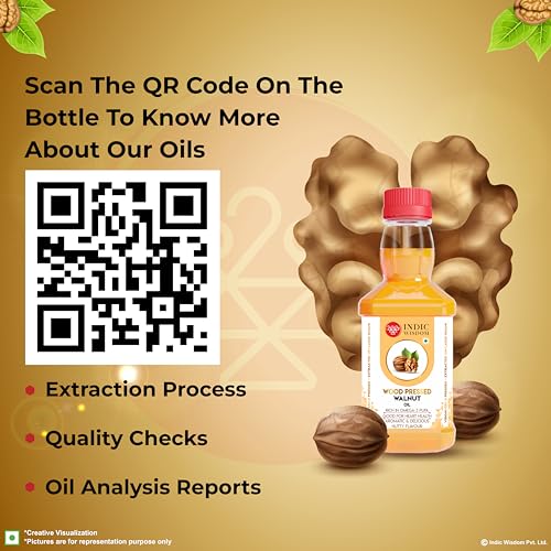 Image of IndicWisdom Wood Pressed Walnut Oil 200 ml (Cold Pressed Walnut Oil - Extracted on Wooden Churner)