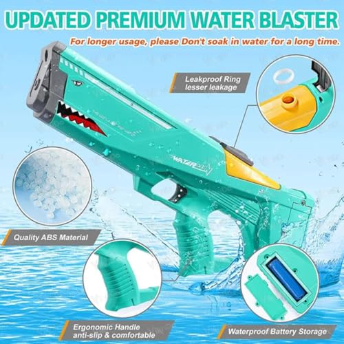 Image of VikriDA Big Size (44 * 13cms) Holi Electric Pichkari Water Gun with Dual Rechargeable Battery for Kids, 600CC & Excellent Range 40FT,Automatic High-Pressure Water Gun - Multicolor