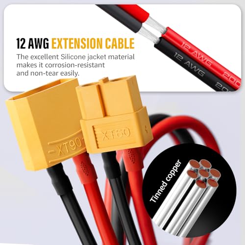 Cables XT60 hembra a XT90 macho para drones FPV y coches RC en circuitos 3
