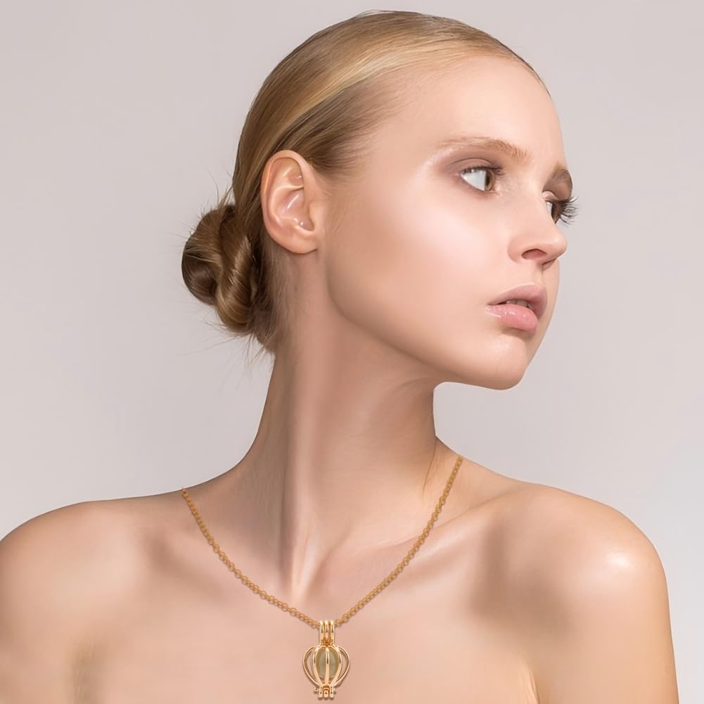 50pcs Pearl Cage Locket Pendants Stone Crystal Holder Hollow Cage Locket Charm Beads Essential Oil Diffuser Pendant for DIY Charms Bracelet Necklace Jewelry Making Crafts - Image 5