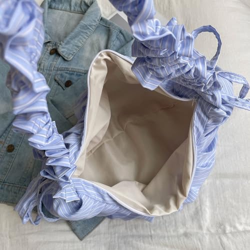 Practical Nylon Shoulder Bag For Women Modern Crossbody Satchel Purse Striped Drawstring Bags With Adjustable Strap Spacious4