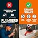 50 FT Drain Snake Hair Drain Clog Remover, Manual Or Powered, Plumbing Snake With Drill Adapte,Unclog Sink Drain Tool, Drain Auger for Toilet、Shower、Kitchen、Sink, No Auto Retract Or Feed, Red
