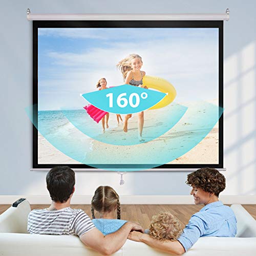 Vivohome 120 Inch Manual Pull Down Projector Screen, 1:1 Hd Retractable Widescreen For Movie Home Theater Cinema Office Video Game #TOP5
