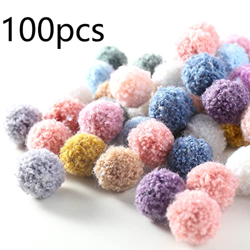 ToBeIT Pompoms 100 Pieces Colourful Pompoms Balls Fluffy Plush Balls Pom Pom Set for Crafts DIY Creative Crafts (A-2.0 cm) - Image 2