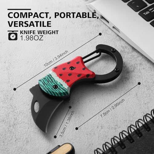 Image of Small Pocket Knife for Women Men,Cute Folding Knife Box Cutter,Mini EDC Knives for Everyday Carry,Folding Utility Knife with Unique Watermelon Design,Ideal Gifts for Men and Women