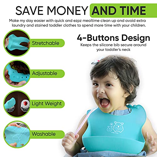 a-baby-cherry-Baby-Bib-21st-Century-Bib-Waterproof-Silicone-Bib-for-Feeding-Infants-and-Toddlers-6M-to-5-Yr-Comfortable-Soft-Waterproof-Bibs-Set-of-1-Turquoise