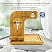 4 in 1 Bamboo Nightstand Organizer, Phone Docking Station, Mag-Safe Wireless Charger Stand for iPhone 12-17 Series & Android, Wood Desk Organizer for iWatch & Airpods, Gifts for Men, Dad, Anniversary