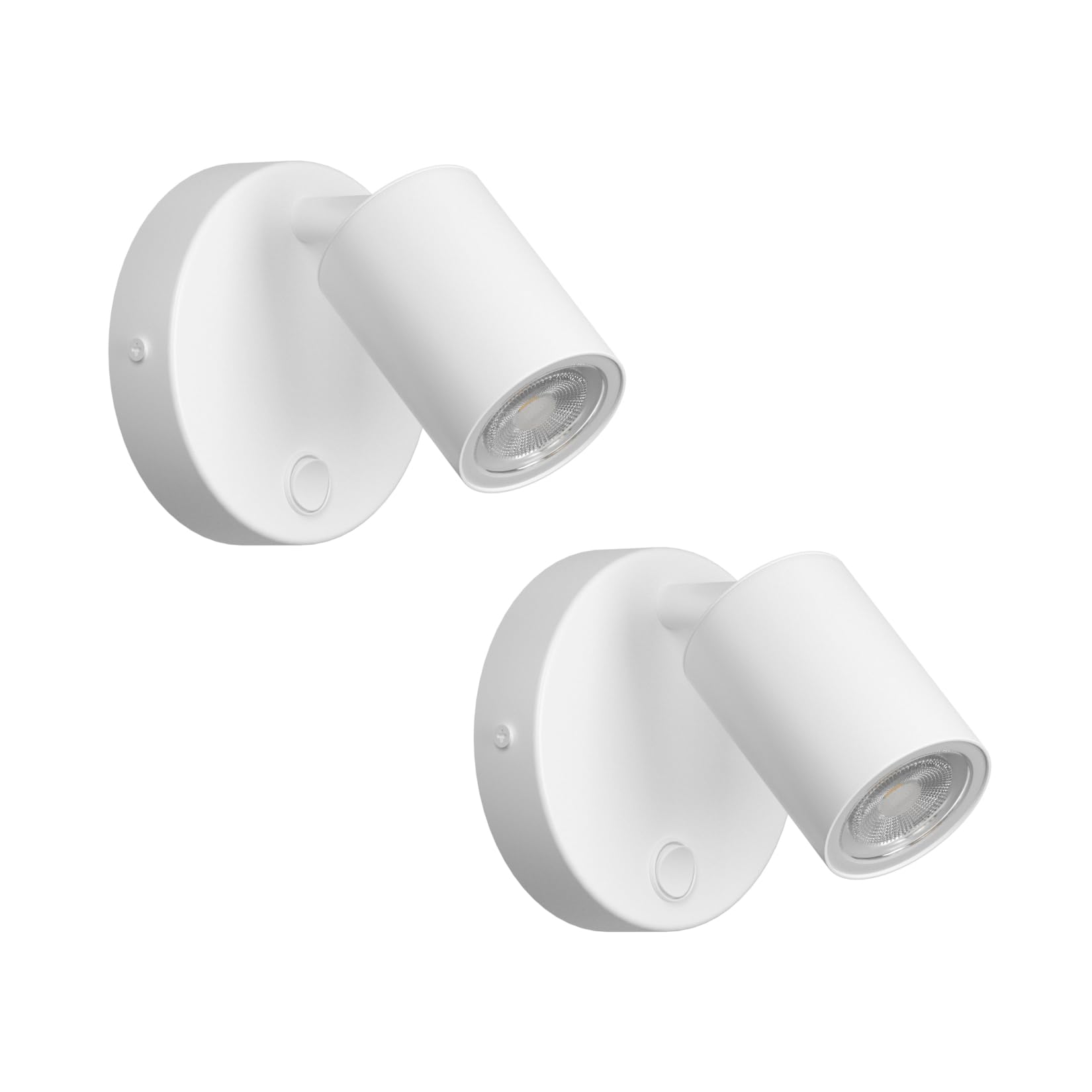 Klighten 2 Stück Wandleuchte Innen, Weiß GU10, 350° Wandstrahler Spot Drehbar, Wandlampe mit Taste Wandleuchten und Aluminium Wandspot, für Wohnzimmer Schlafzimmer Küche Treppe, Ohne Leuchtmittel