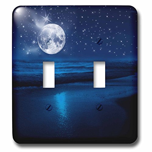 Interrupteur double à bascule pleine lune et plage décor maritime - 2