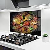 ARTHUB® Panel de Vidrio para Cocina 60x80 cm, 4mm Vidrio Templado | Protección contra Salpicaduras, Protección contra Salpicaduras para Cocina, Alimentos, Oriental Spices
