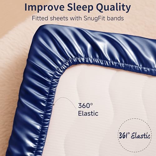 Image of Satin Bassinet Sheet, Great for Baby Hair, Soft Silk Feeling Sheet for Rectangle Cradle Bassinet Mattress Pad, for Boys Gift Newborn and Infant(Navy)