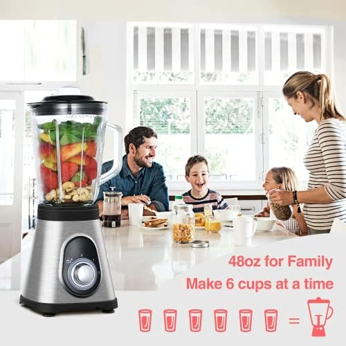 Blender Smoothie Maker, 700W Smoothie Maker with 3 Adjustable Speeds, Smoothie Blender with 1.5L Glass Jug, 6 Sharp Stainless Steel Blades for Smoothie, Milk Shake, Frozen Fruit and Ice Crush