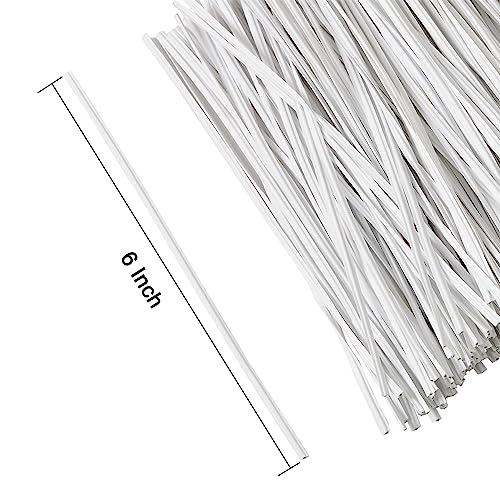 Tangyinrd 300 Pcs 6 inch White Plastic Twist Ties, Cable Ties, for Bags, Gardening Tools - Thumbnail 2