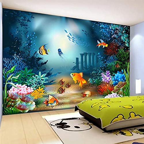 Fototapety Złota Ryba Pod Morzem Ściana 3D Tapety Włóknina Woven Wall Decor Wall Decor Nowoczesne Fototapety Zdjęcie 350 cm × 256 cm (szer. x wys.)